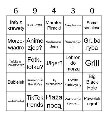 Jastarnia check Bingo Card
