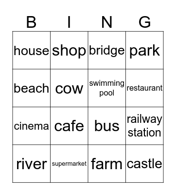 In the city and in the country Bingo Card