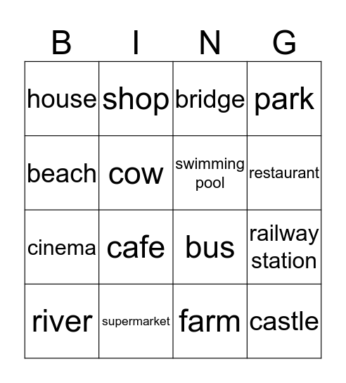 In the city and in the country Bingo Card