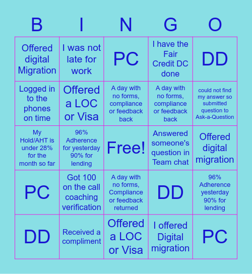 Summer Fun Bingo Card