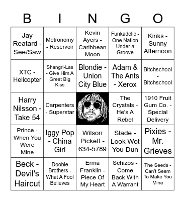 Vinyl Bingo Game 1 Bingo Card