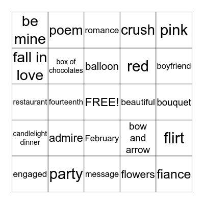 Valentine's Bingo Card