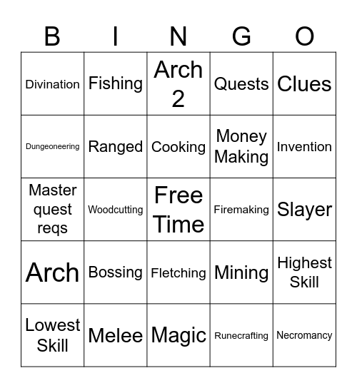Skilling Bingo Card