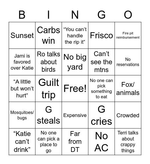 Sorry Breck 2022 Bingo Card