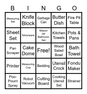 Kristen's Bridal Shower Bingo! Bingo Card
