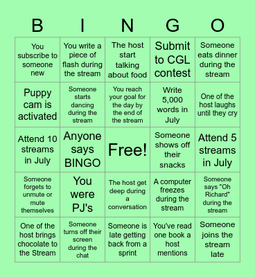Camp Nano Bingo 2 Bingo Card