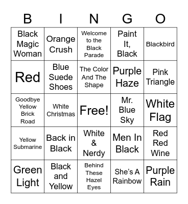 Musical Bingo: Colors Bingo Card