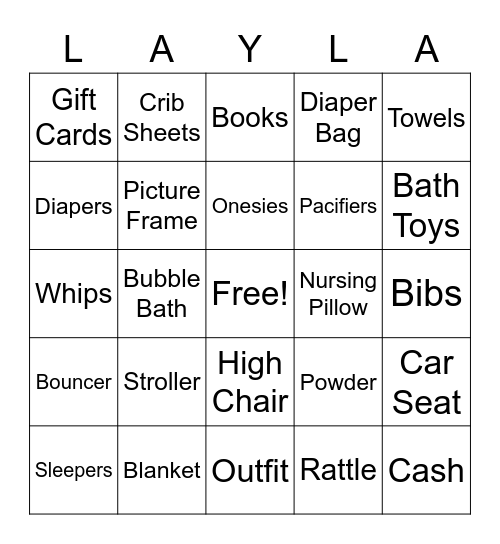 Baby Bingo Card