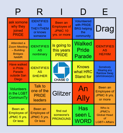 Pride Bingo Card