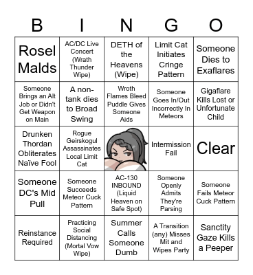 Limit Cat First Reclear Bingo Card