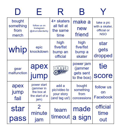Roller Derby Bingo! Bingo Card
