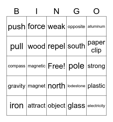 ESL02 Science Bingo Card