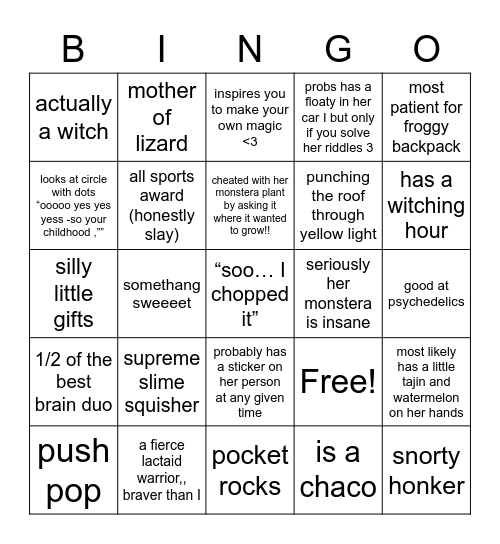 Bittyz Burthday Bingo Card