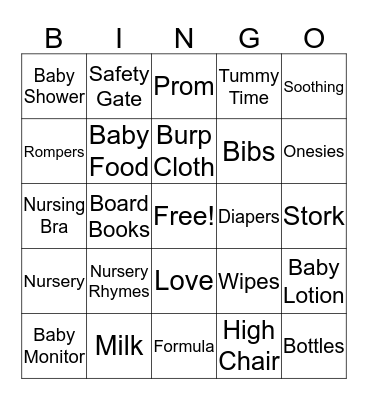 Baby  Bingo Card