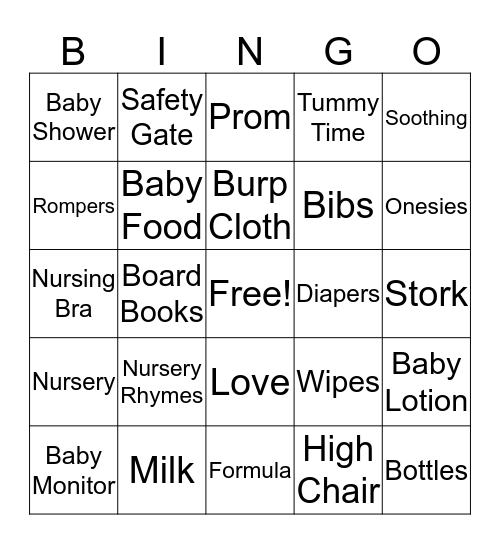 Baby  Bingo Card