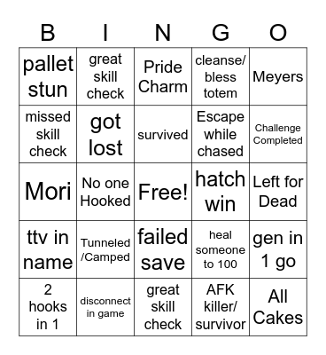 DBD Bingo Card