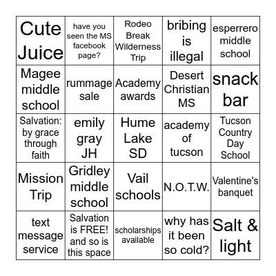 CCCMS Core Groups Bingo Card