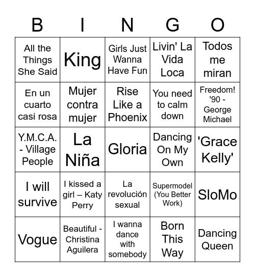 Pride 2022 Bingo Card