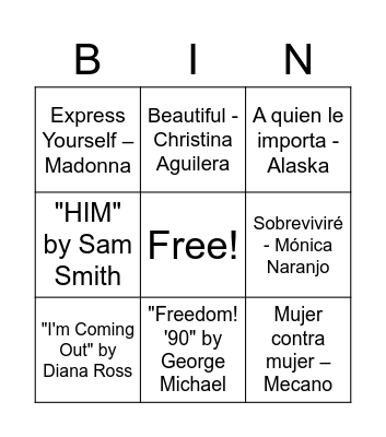 PRIDE Bingo Card