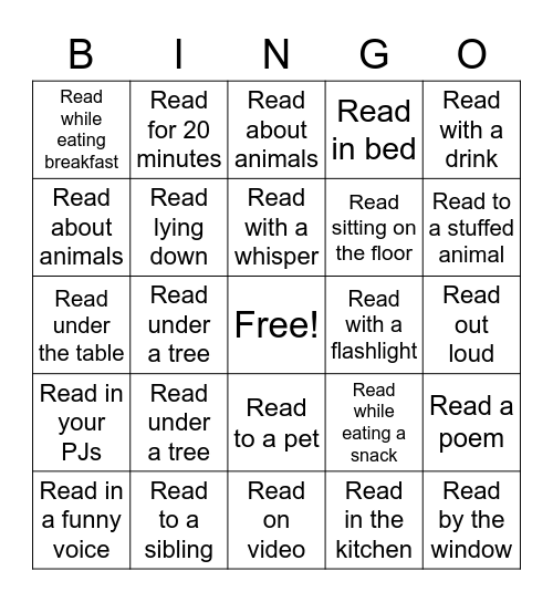 Read a thon Bingo Card