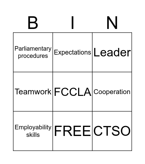 Vocabulary Bingo Card