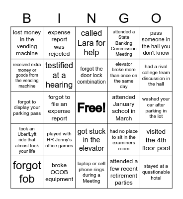 A Day at OCOB Bingo Card