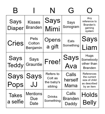 WWJD - What Will Jenny Do Bingo Card