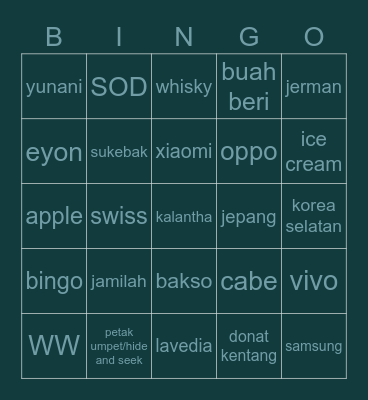 kepo Bingo Card