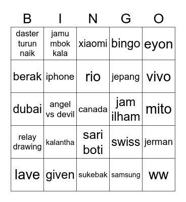 Untitled Bingo Card