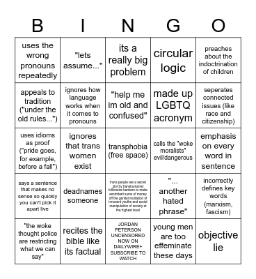 jordan bingo peterson Bingo Card