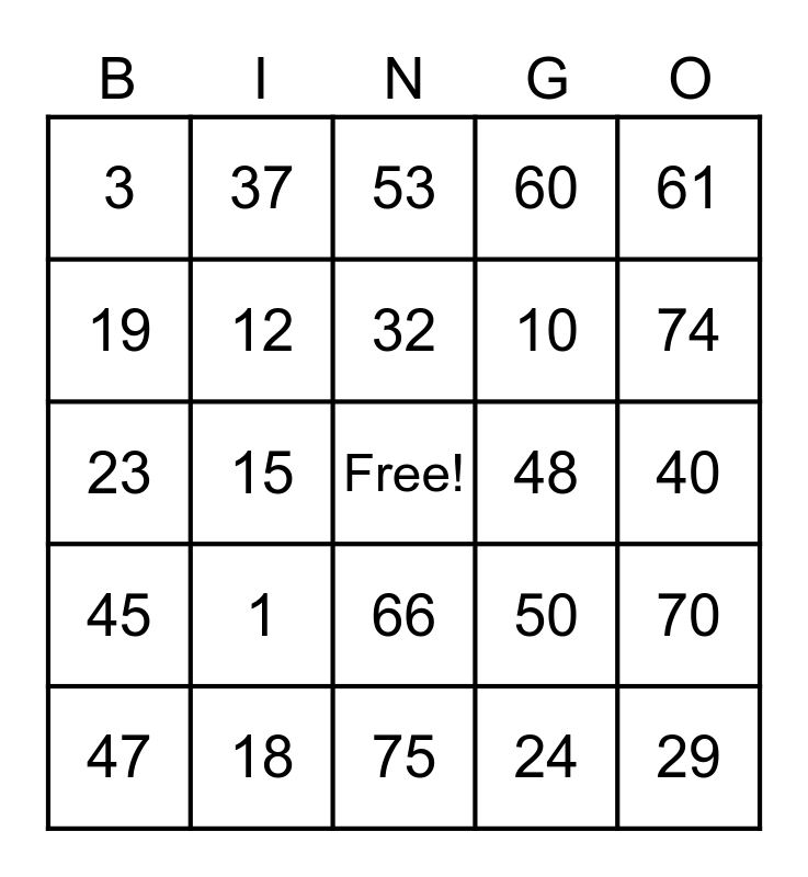 dabo Bingo Card