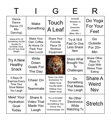 Saber-toothed Tigers Bingo Card