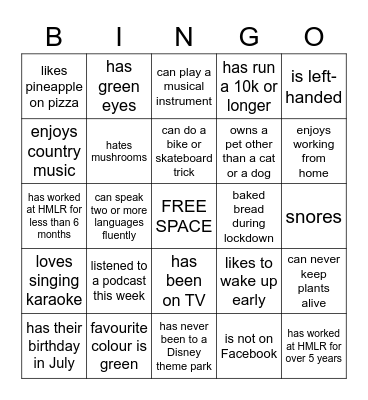 Find someone who... Bingo Card