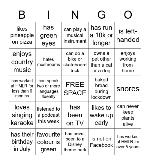 Find someone who... Bingo Card