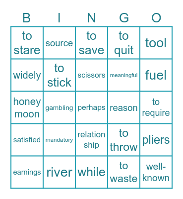 B2 L15 Bingo Card
