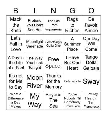Crooners Bingo Card