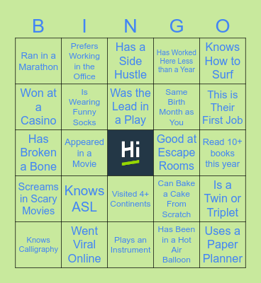 Ice-Breaker Bingo Card