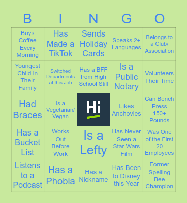 Ice-Breaker Bingo Card