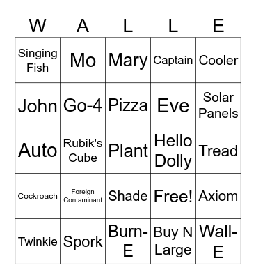 WALL-E Bingo Card