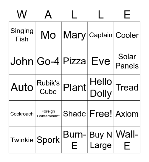 WALL-E Bingo Card