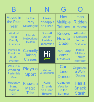 Ice-Breaker Bingo Card