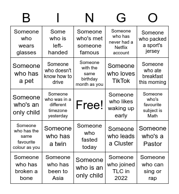 SLP People Bingo Card