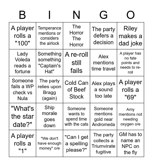 FFI Bingo Card