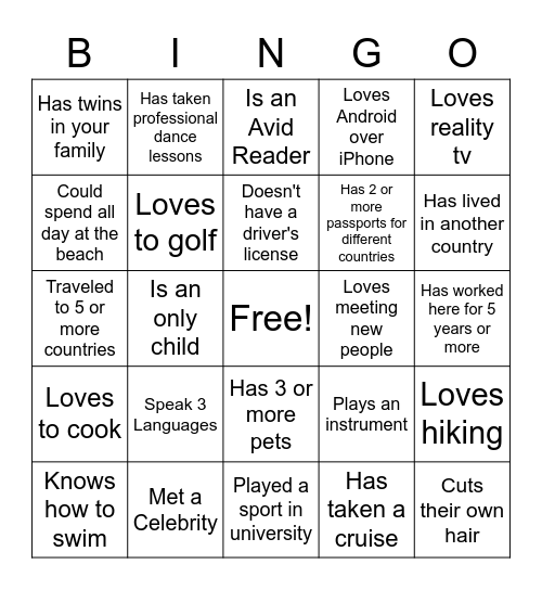 New Grad Bingo Card