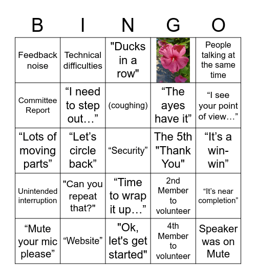 Open Community Zoom Meeting - July 21, 2022 Bingo Card
