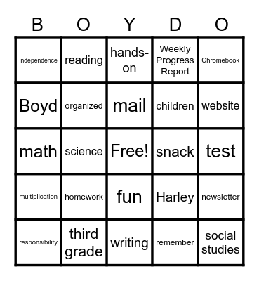 Meet the Teacher Mrs. Held Bingo Card