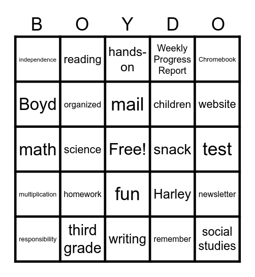 Meet the Teacher Mrs. Held Bingo Card