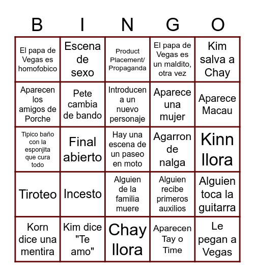 KP FINALE (Espanol) Bingo Card