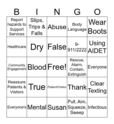 HFM Volunteer Annual Education Bingo Card