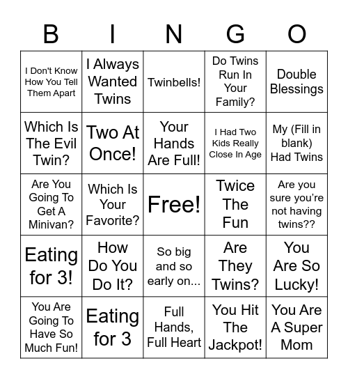 TWINGO! Bingo Card